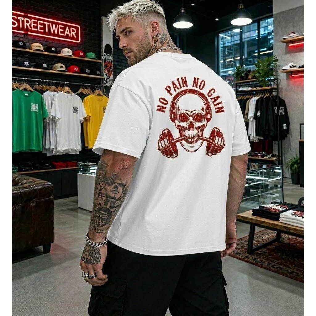 Camiseta Oversized Masculina Streetwear 100% Algodão Premium Várias Cores Confortável P ao GG Academia