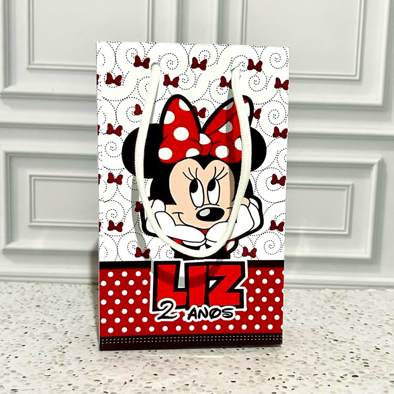 Sacolinhas para Lembrancinhas Minnie Vermelha Sacola Personalizada Festa Aniversário Infantil Mimos