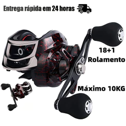 Carretilha De Pesca Perfil Baixo Joyfox 18+1 Rolamentos Drag 10kg Freio Magnético 7.2:1