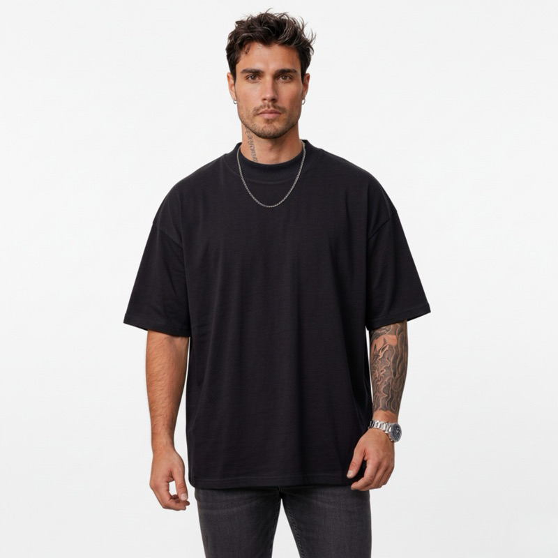 Camiseta Oversized Masculina Básica Streetwear 100% Algodão Gola Canelada Alta Tecido Premium Ideal Para Qualquer Evento em Oferta na Shopee