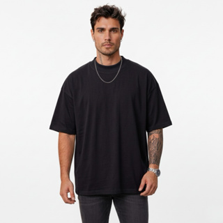Camiseta Oversized Masculina Básica Streetwear 100% Algodão Gola Canelada Alta Tecido Premium Ideal Para Qualquer Evento em Oferta na Shopee