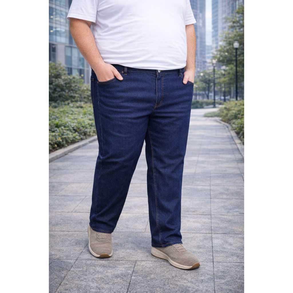 Calça Jeans Plus Size Masculina Elastano Lycra Azul Escuro Preta 50 ao 70 direto da fabrica