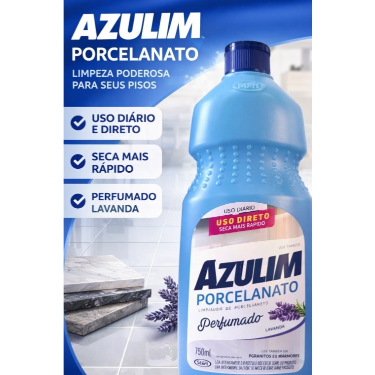 Limpa Pisos Porcelanato Granitos E Marmores Azulim 750ml Lavanda/Citrus