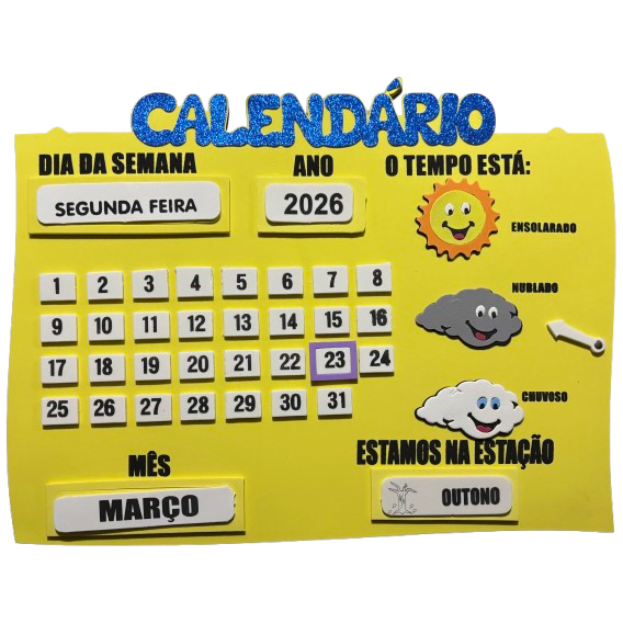 Painel Calendário Interativo 2026 2027 Infantil Escola Creche Volta às Aulas Decoração em EVA Grande 71x56 cm em Oferta na Shopee