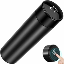 Garrafa Térmica Inox 500ml com Termômetro LED - Só Preto