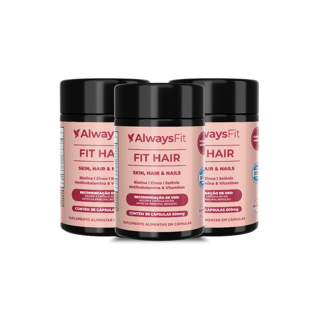 Fit Hair Always Fit – Vitaminas e Minerais para Cabelos, Pele e Unhas – 30 Cápsulas - 3 Unidades