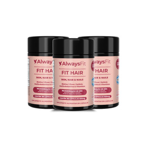 FitHair® AlwaysFit  | Biotina + Zinco + Ferro + Cobre + Cisteína + Vitaminas | 30 Cápsulas - 3 Unidades