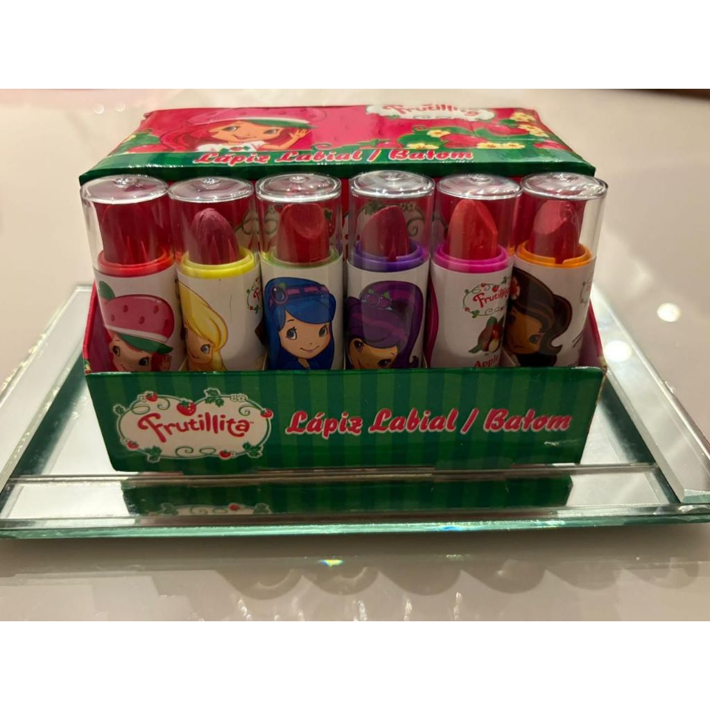 Box 24 Batons Moranguinho Infantil Maquiagem Colorida Atacado