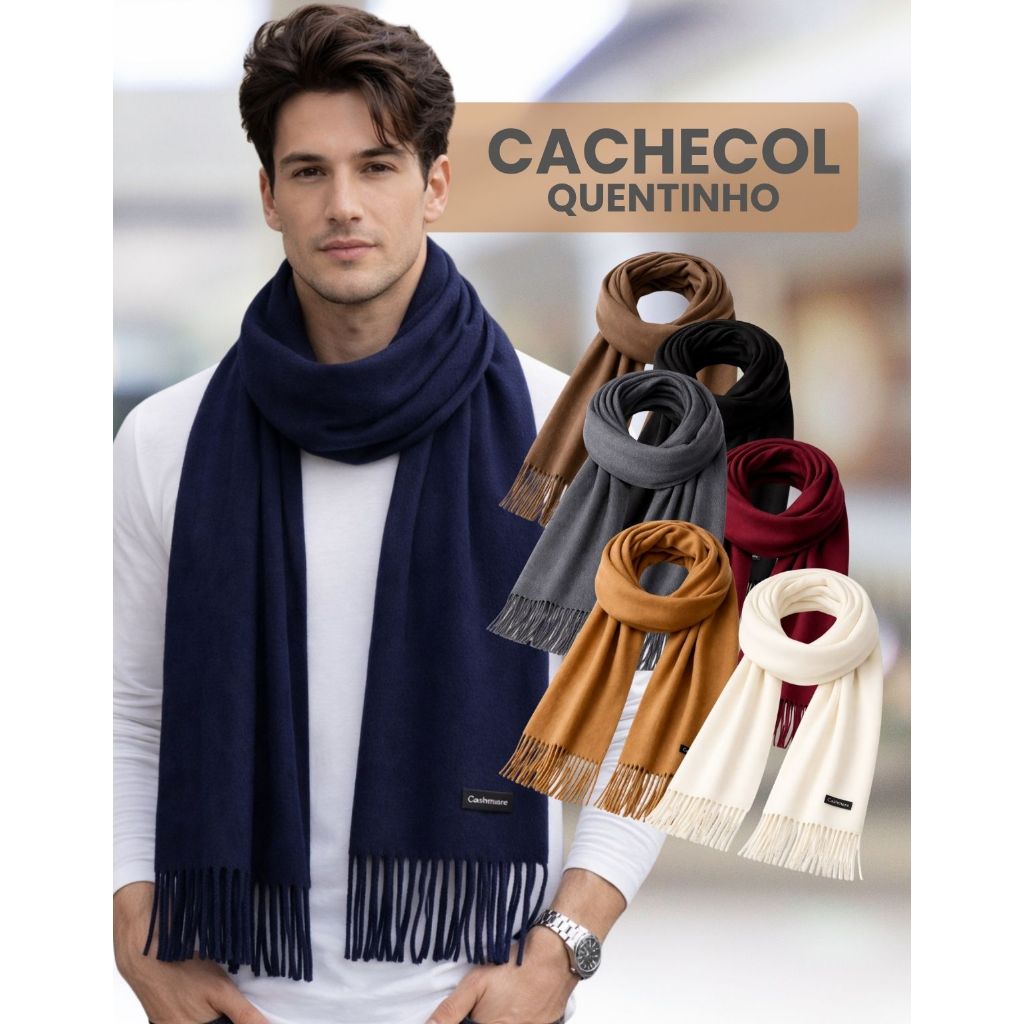 Cachecol Cashmere Masculino Longo Macio Echarpe Europeu Estiloso Inverno em Oferta na Shopee