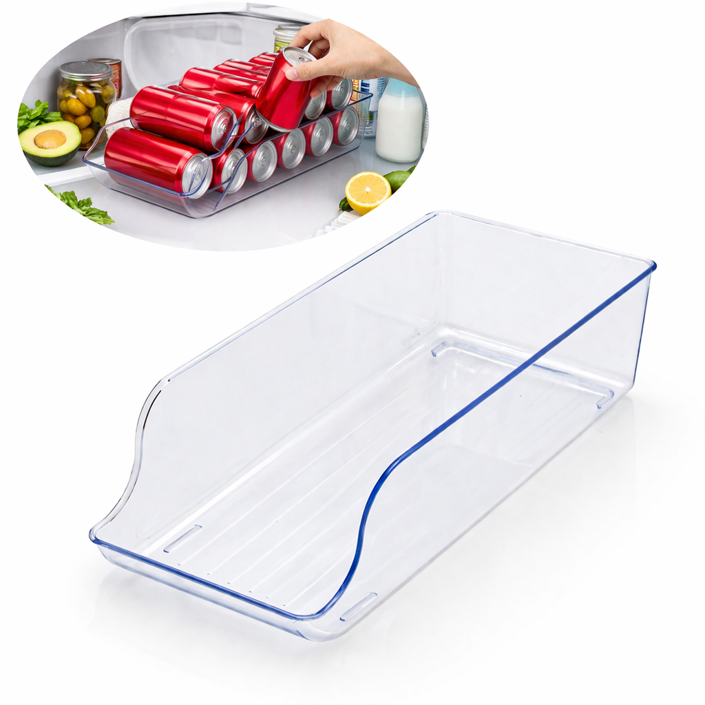 Kit com 1 ou 2 Organizadores de Latas Suporte Para Geladeira Acrílico Transparente