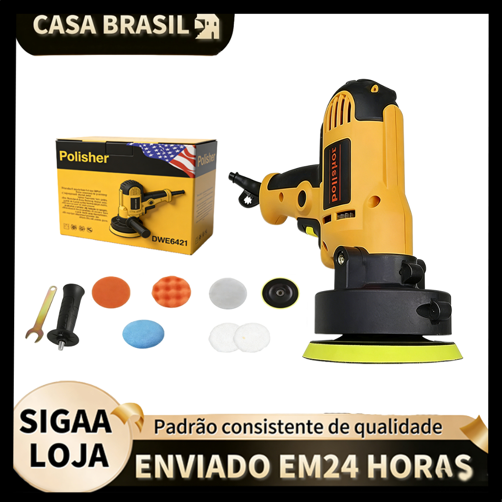 Máquina de Polimento Elétrica Profissional para Carros e Móveis com Kit de Discos Completo