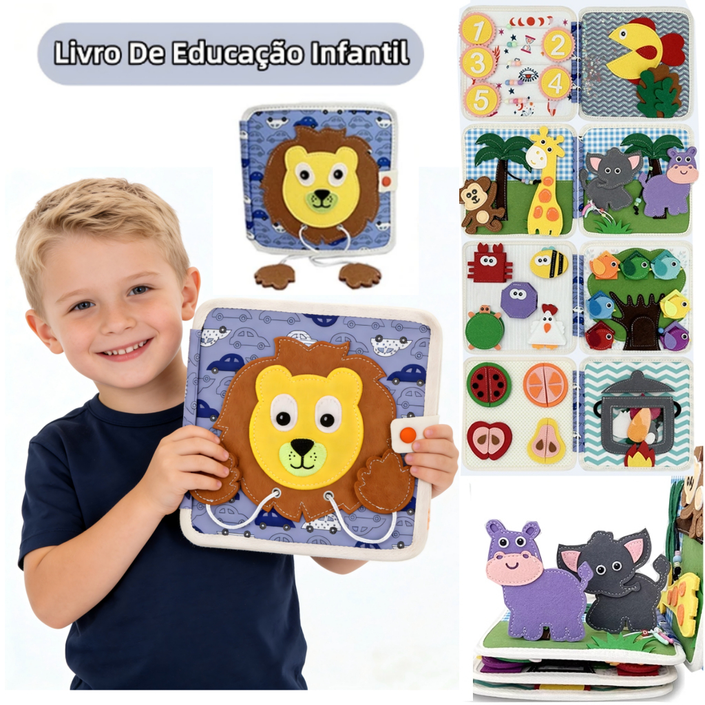 Montessori Livros Silenciosos Para Crianças Soft Activity Busy Book Felt Cloth Book Toy Viagem Sensorial Com Atividade em Oferta na Shopee