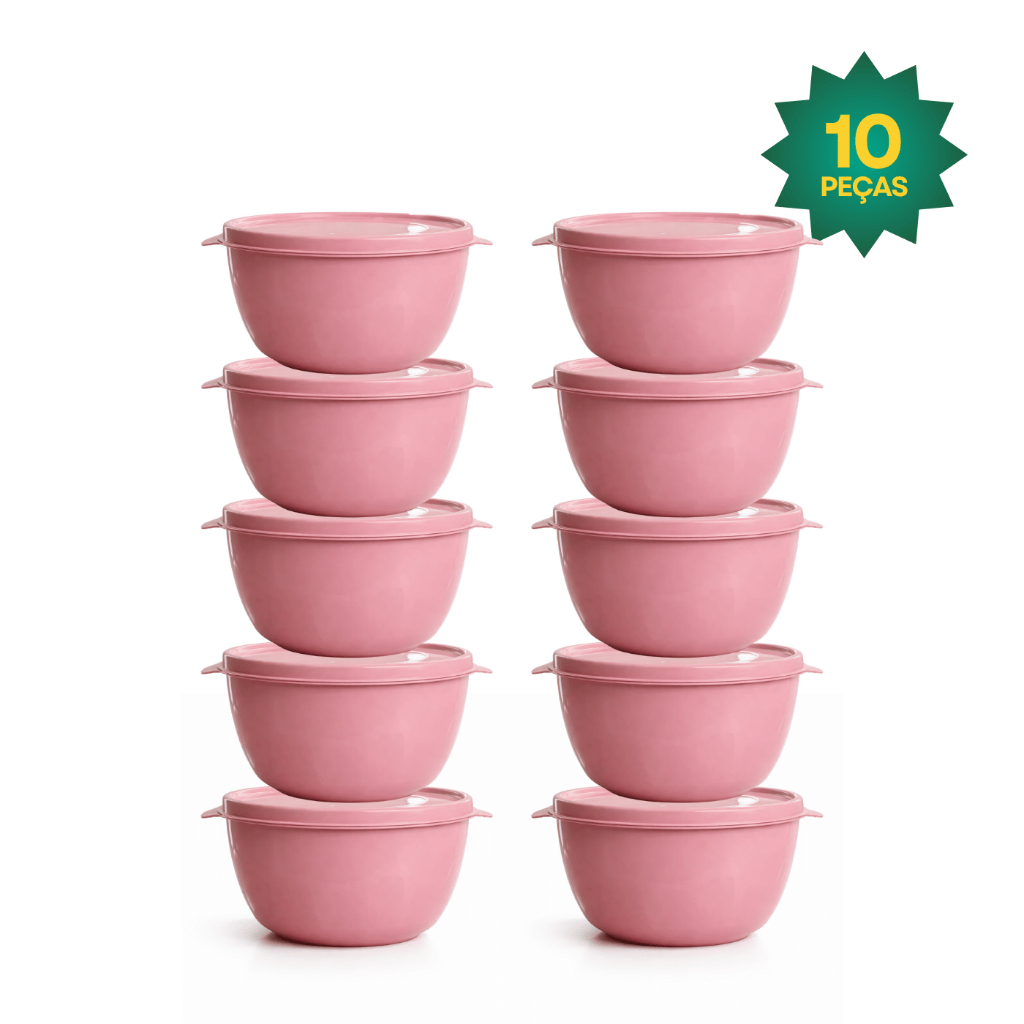 Kit 10 Potes de Plástico Redondo Hermético 500ml em Oferta na Shopee