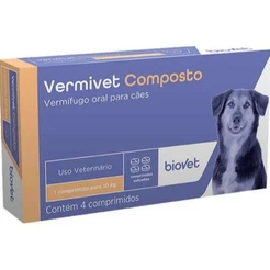 Vermivet Composto 600 mg Cães e Gatos 4 Comprimidos Kits Variados