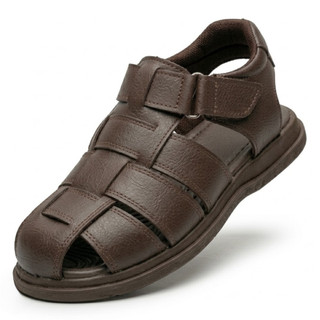 Sandália Adulto Masculina Couro Fivela Com Palmilha Ortopédica Leve e Macia Confortável Kaiak