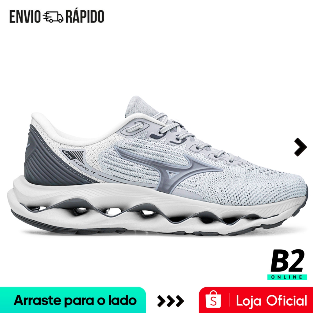 Tênis Mizuno Wave Legend 4 Masculino Cinza Original com Nota Fiscal e Garantia