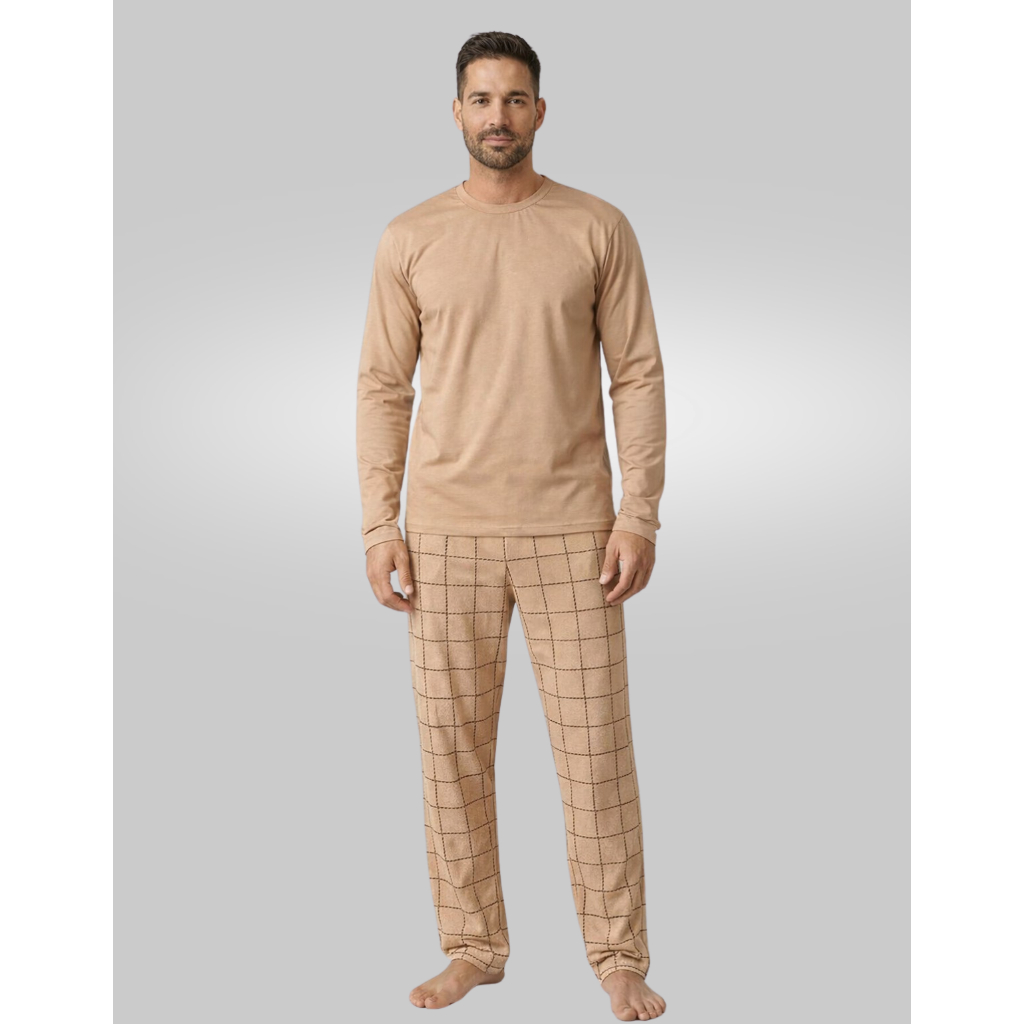 Pijama Masculino Longo Estiloso Confortável Malha Premium Inverno Alta Qualidade Oferta