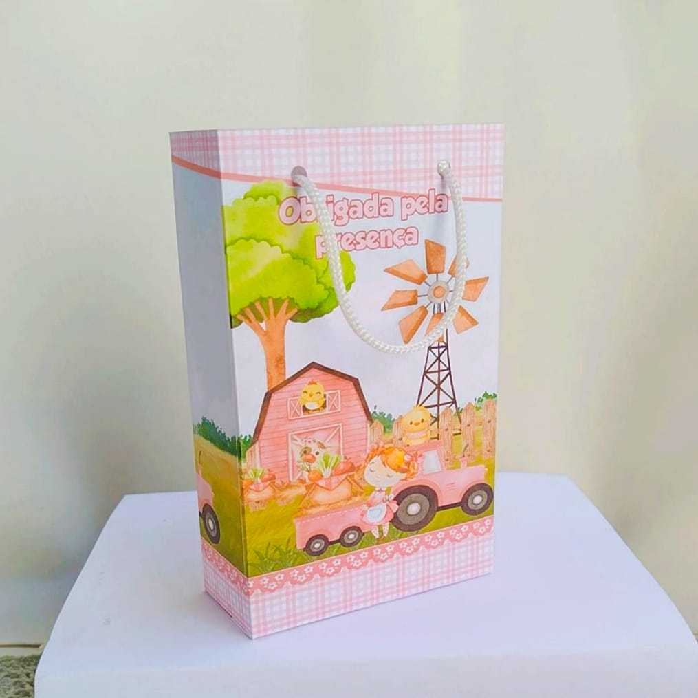 ENVIO RÁPIDO Kit Sacolinha Surpresa Festa Infantil Personalizado FAZENDINHA ROSA Lembrancinhas Aniversário PEGUE E MONTE
