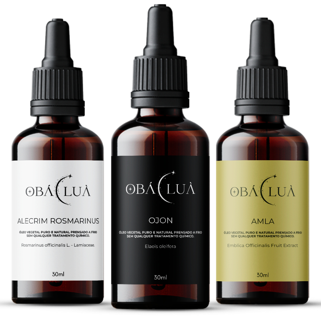 Kit das Estrelas UP OBÁ LUÀ Ojon, Amla e Alecrim - Óleos Vegetais Puros - Uso Capilar