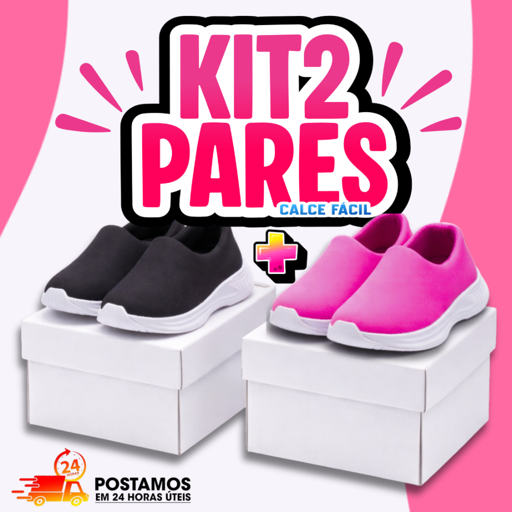 Kit com 2 Tênis Infantil Calce Fácil – Para Meninos e Meninas | Antiderrapante, Conforto e Facilidade no Dia a Dia!
