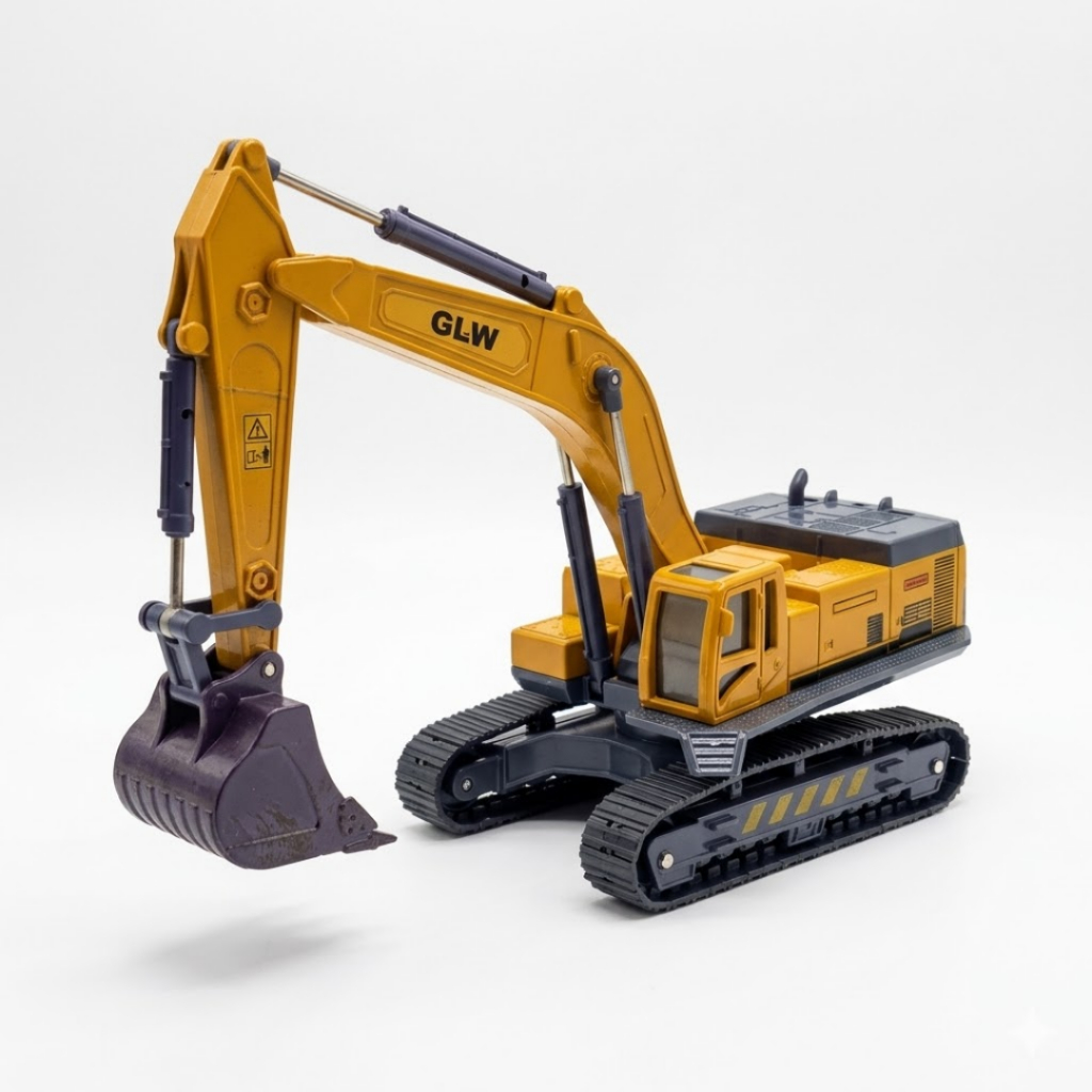 Guindaste De Metal Miniatura Articulado Com Regulagens Máquina Escavadeira Garra Construção