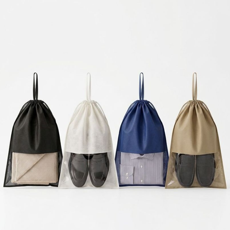 KIT de Sacolas Organizadora TNT com Visor Transparente para Sapatos Roupas Viagem Multiuso Protetor de Armário Lavável