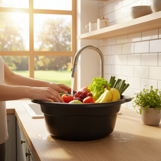 Bacia Plástica Redonda Preta 25 Litros Durável Resistente Versátil Uso Doméstico Multiuso Lavanderia em Oferta na Shopee