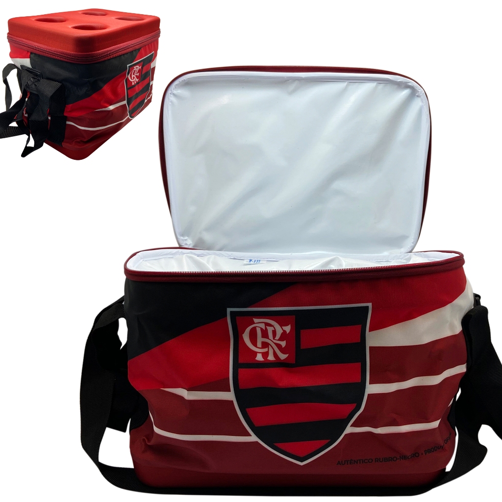 Bolsa Térmica Flamengo 24 Latas Gelo Porta Copo Impermeável Churrasco Bebidas Presente Time Futebol