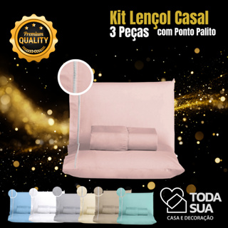 Jogo de Lençol Casal Padrão 400 Fios 100% Algodão 3 Pçs em Oferta na Shopee