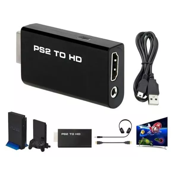 Adaptador Conversor Ps2 Áudio e Vídeo Av para HDMI cabo de interface multimídia HD Full Hd 1080p Tv Monitor