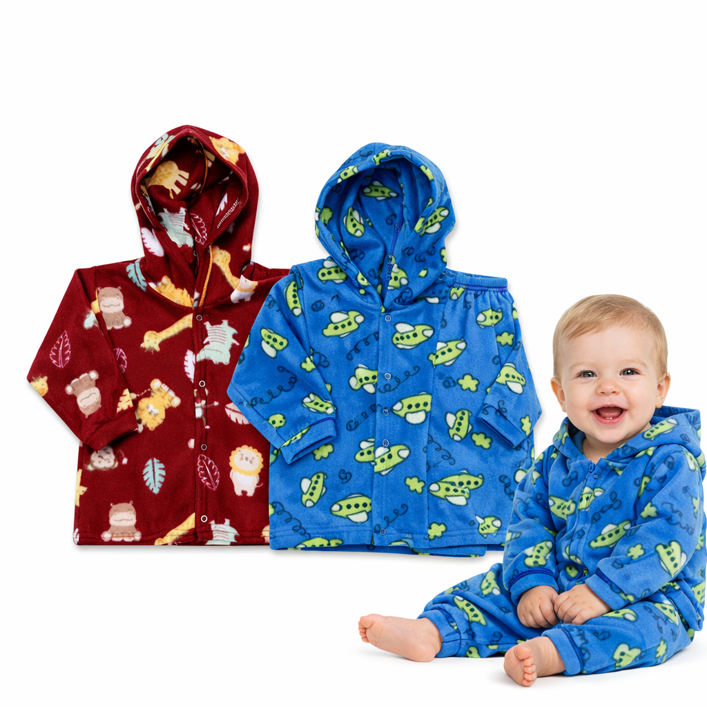 Kit 2 Conjuntos Soft Grosso Inverno Menino ou Menina Tamanhos P ao 3