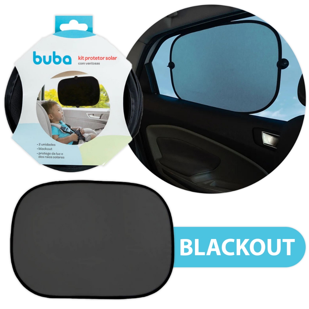 2x Protetor Solar Para Carro Buba Infantil Com Ventosa Blackout Protege Sol Raios Solares