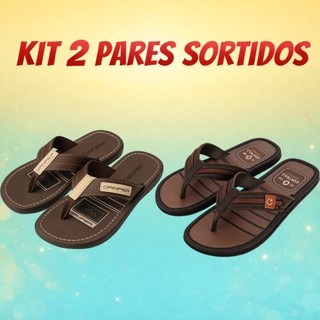 Combo 2 Pares Chinelo Masculino Confortável Macio Sandália Conforto Antiderrapante Reforçado Leve