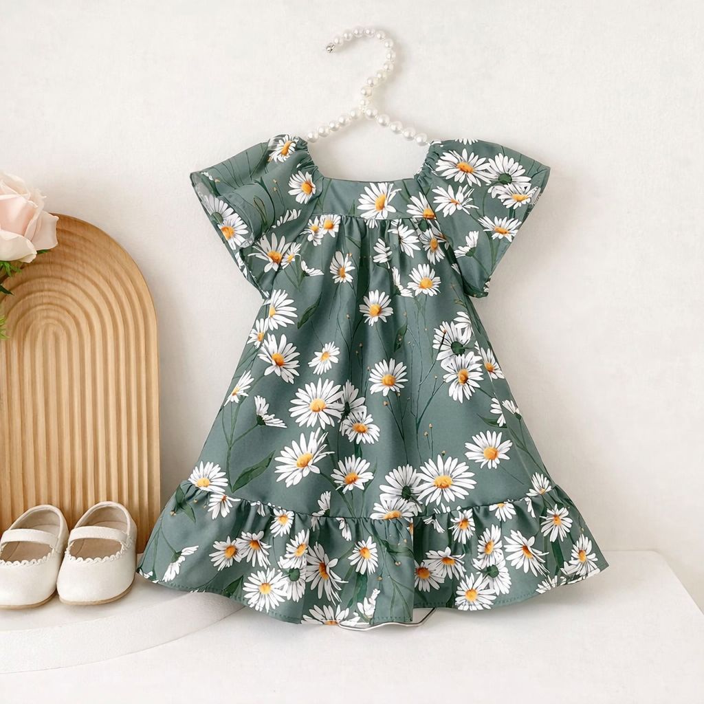 Vestido Infantil Moda Verão Juvenil Festa e Casual Meninas com Babado em Oferta na Shopee