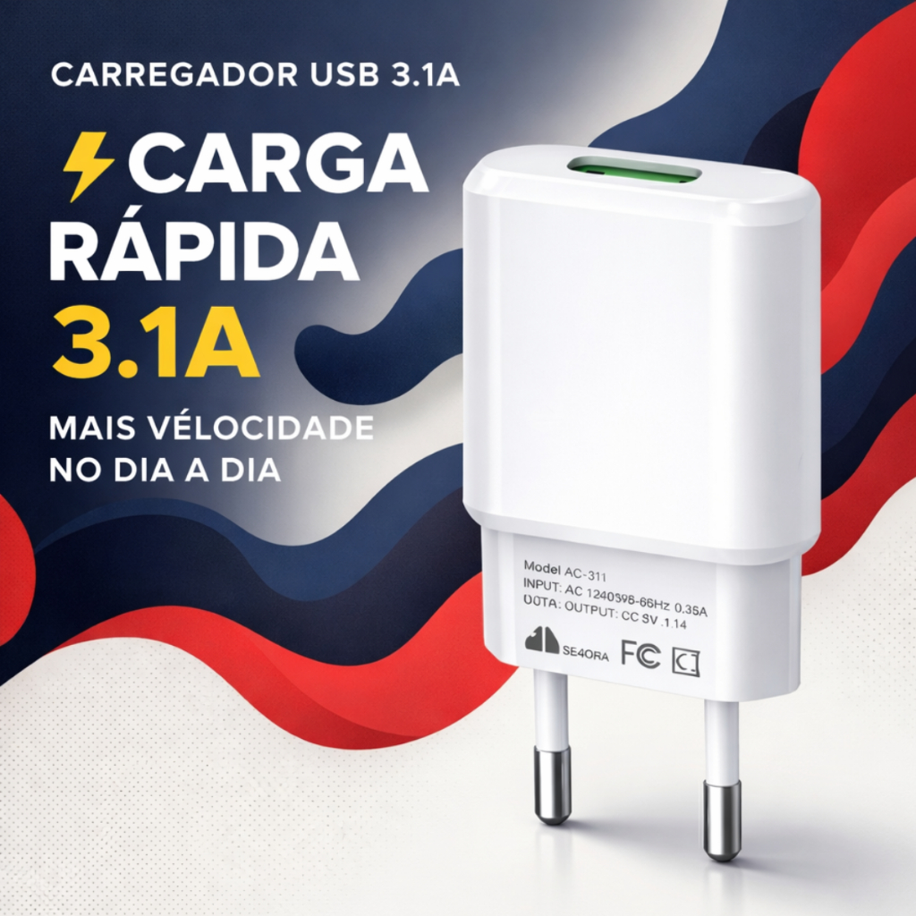 Carregador Tomada Plug Adaptador Fonte 5V 3.1A MAX Mini Carregador Universal Original Portátil Usb