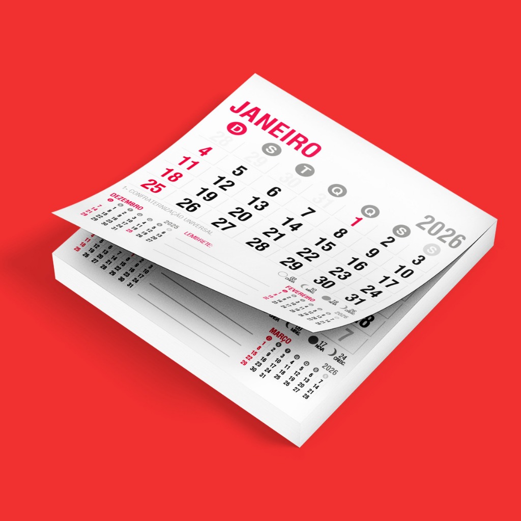 500 Bloco De Calendario Para Postal 2026