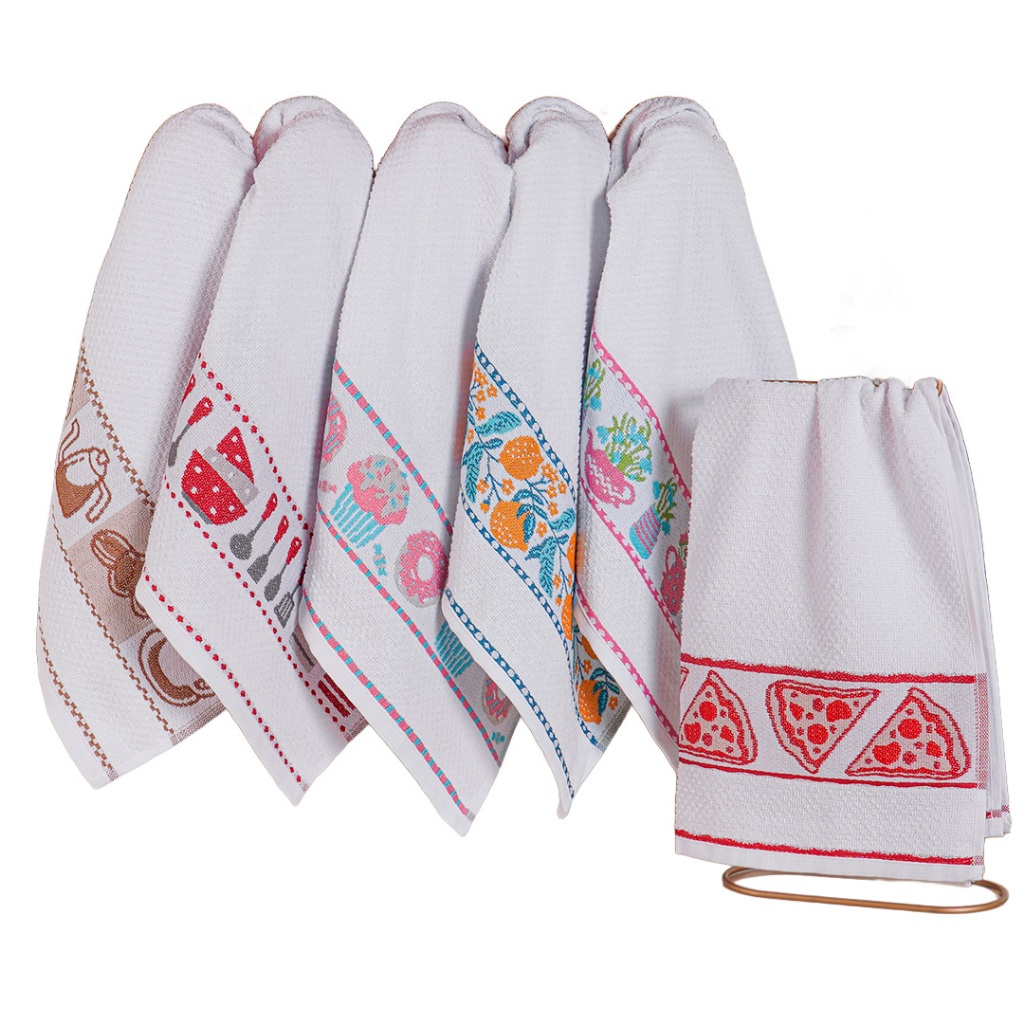 Kit 12 Panos 100% Algodão 45cm x 65cm Felpudo Pé de Galinha SORTIDO - Bene Casa