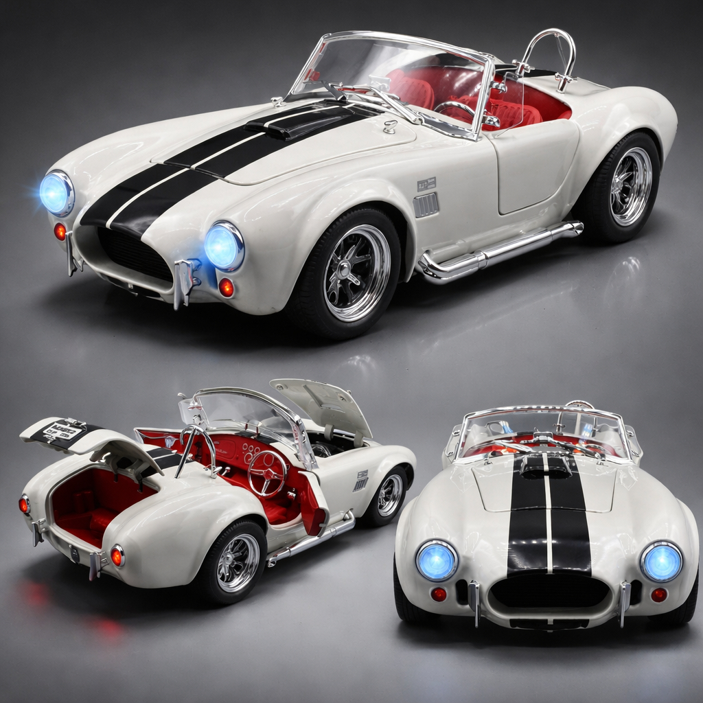Miniatura Carro Shelby Cobra 427 Ano 1965 Acende Farol 1:24 Classico Antigo