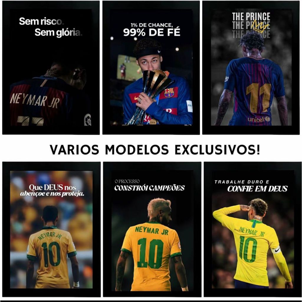 Quadro Neymar Messi Trio Msn Suarez Foco Motivação Esforço Decoração Futebol Esporte Disciplina em Oferta na Shopee