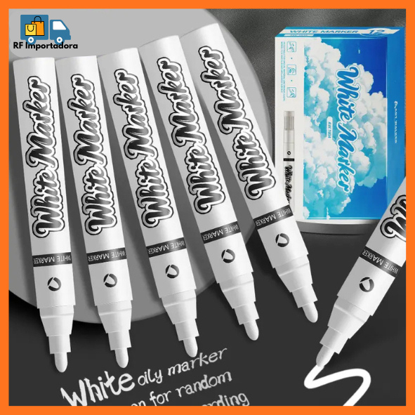 Kit 1-3-5 PÇS Caneta Branca Esfumada Artística Marcadora Fina/Grossa 1mm Artes Tinta Branco Exterior Aw.1944/Aw.