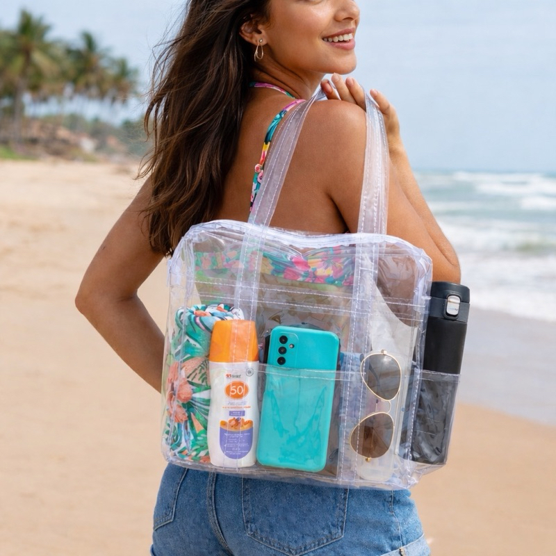 Sacola Transparente Bolsa PVC Jumbo Pequena Presidio Praia Maternidade Reforçada em Oferta na Shopee