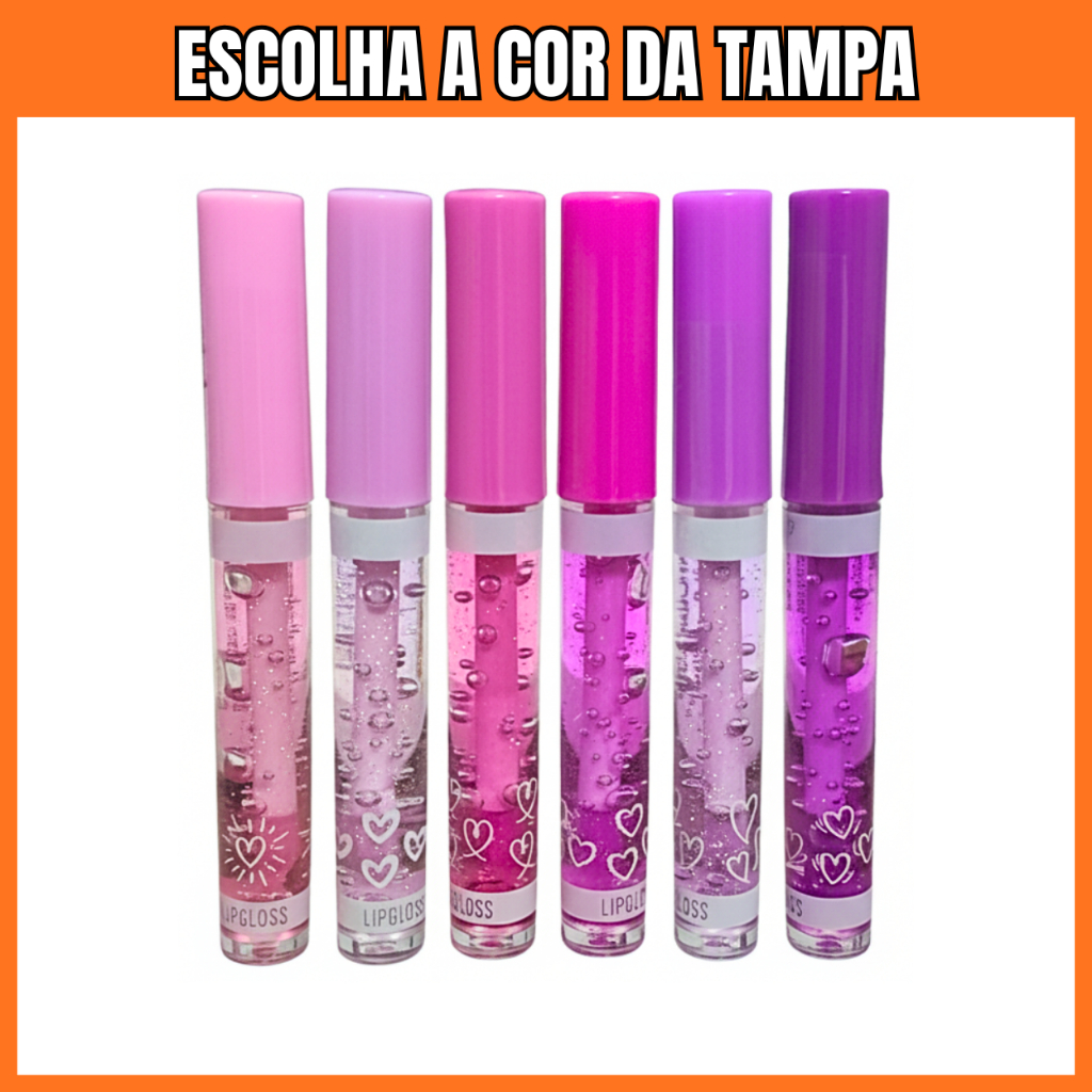 Kit 5,10 ou 20 Gloss Brilho Labial Com Partículas de Glitter Hidratante Lembrancinha Pink 21