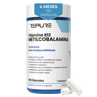 Vitamina B12 Metilcobalamina Forma Ativa 120 Cáps Energia Disposição Cérebro Ativo 414%VD Repure Nutrition em Oferta na Shopee