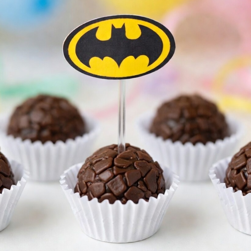 50 Tags Topper Docinho Cupcake Batman Festa Infantil Enfeite Mesa