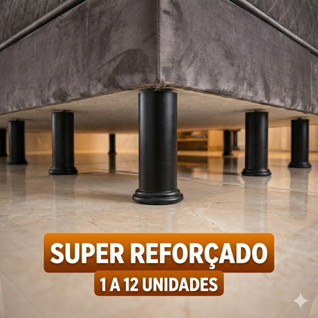Kit 6 Pés para Cama Box Reforçados 12cm com Parafuso | Não Balança | Alta Resistência em Oferta na Shopee