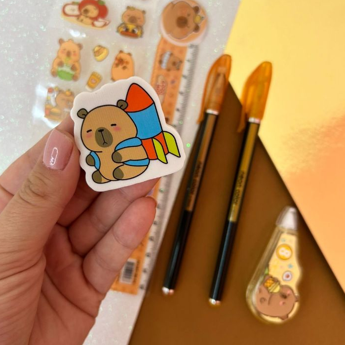 Kit 10 itens Papelaria Kawaii Capivara 🧡 Papelaria Capivara- Caneta Capirava - Kit Capivara