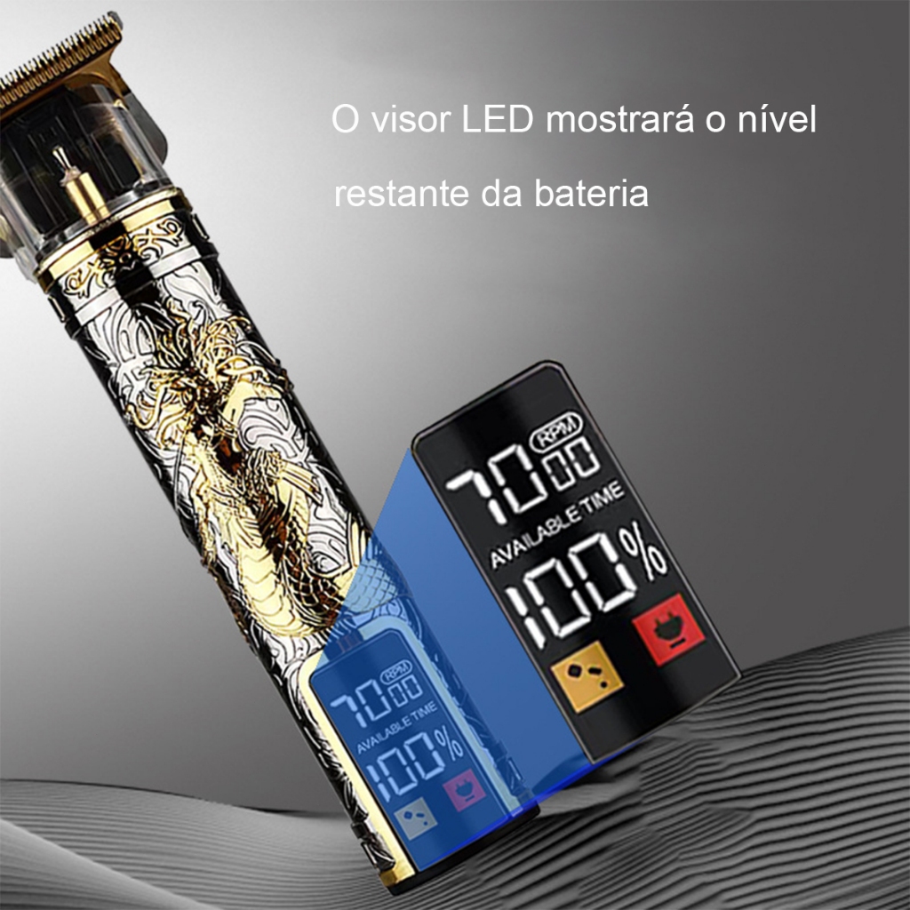 Máquina De Cortar Cabelo Barba Profissional Com Led Barbeador E Cortador Digital C/ Display Lançamento -K5