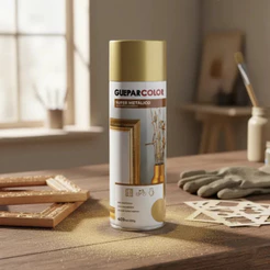 Tinta Spray dourada Uso Geral para Mdf Madeira Metal Plástico Gesso 400ml