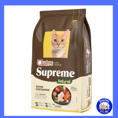 Ração 10,1 Kg Quatree Supreme Frango e Batata Doce para Gatos Castrados em Oferta na Shopee