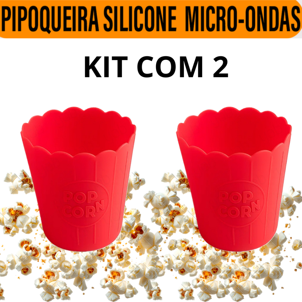 KIT 2 MINI-PIPOQUEIRA DE MICRO-ONDAS EM SILICONE PARA PIPOCA SEM ÓLEO DOBRÁVEL ARMÁRIO COZINHA